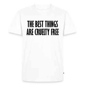 Les meilleures choses sont sans cruauté - T-shirt Premium bio Homme - blanc - Devant - Nico (187cm)