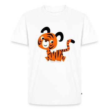 Petit Tigre Sûr de Lui par Cheerful Madness!! - T-shirt Premium bio Homme - blanc - Devant - Nico (187cm)