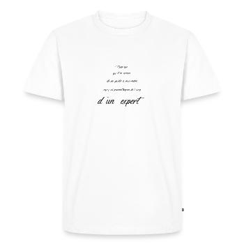expert opinion - Men's Premium Organic T-Shirt - white - Front - Nico (187cm)