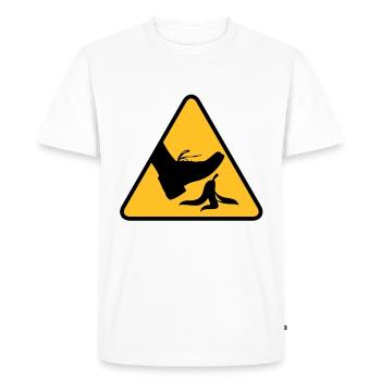 Risque de glisser avec une banane - T-shirt Premium bio Homme - blanc - Devant - Nico (187cm)