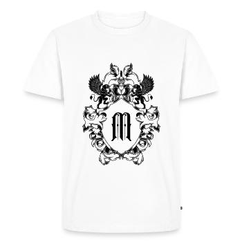 M letter coat of arms - Men's Premium Organic T-Shirt - white - Front - Nico (187cm)