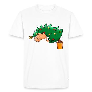 Christmas funny cat Christmas tree cat ugly - Men's Premium Organic T-Shirt - white - Front - Nico (187cm)