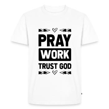 Priez Ayez confiance en Dieu - T-shirt Premium bio Homme - blanc - Devant - Nico (187cm)