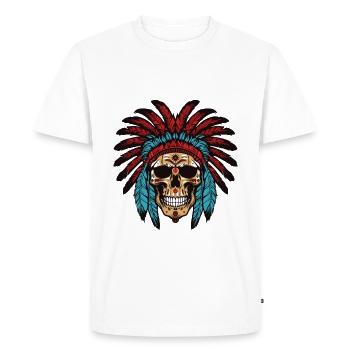 Apache Skull Indian Chief - Men's Premium Organic T-Shirt - white - Front - Nico (187cm)