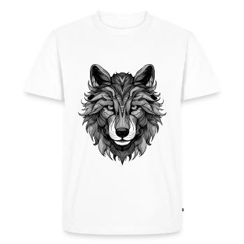 Portrait de loup - T-shirt Premium bio Homme - blanc - Devant - Nico (187cm)