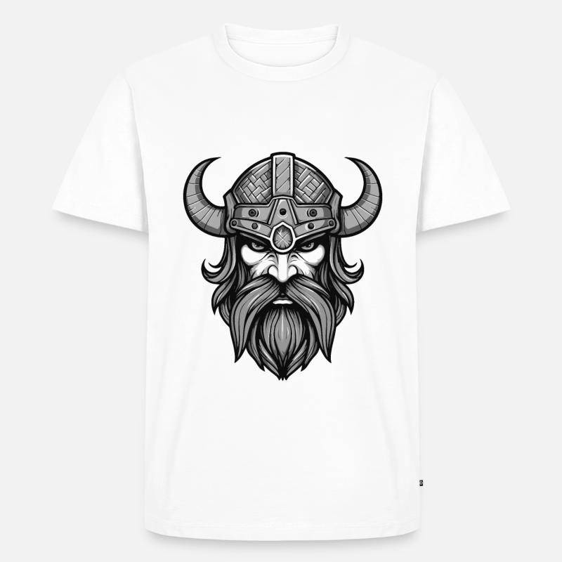 Wikinger Krieger Valhalla Kopf - Männer Premium Bio T-Shirt - Weiß