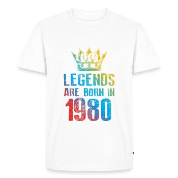 1980 Légendes nées en - T-shirt Premium bio Homme - blanc - Devant - Nico (187cm)