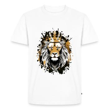 Lion Animal Head Crown - Men's Premium Organic T-Shirt - white - Front - Nico (187cm)