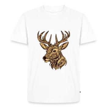 Deer Head Animal - Men's Premium Organic T-Shirt - white - Front - Nico (187cm)