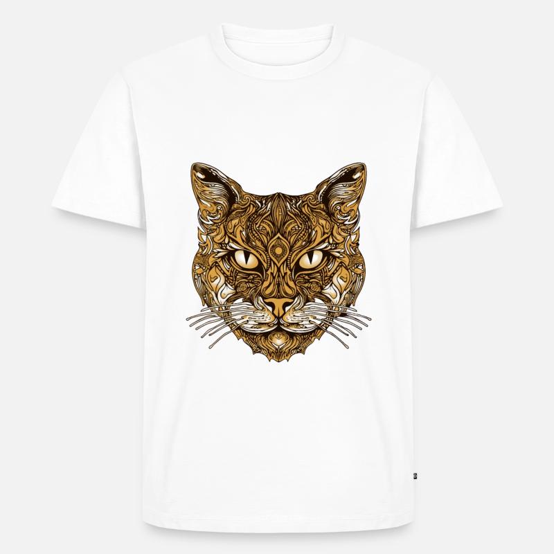 Katze Kopf Tier - Männer Premium Bio T-Shirt - Weiß