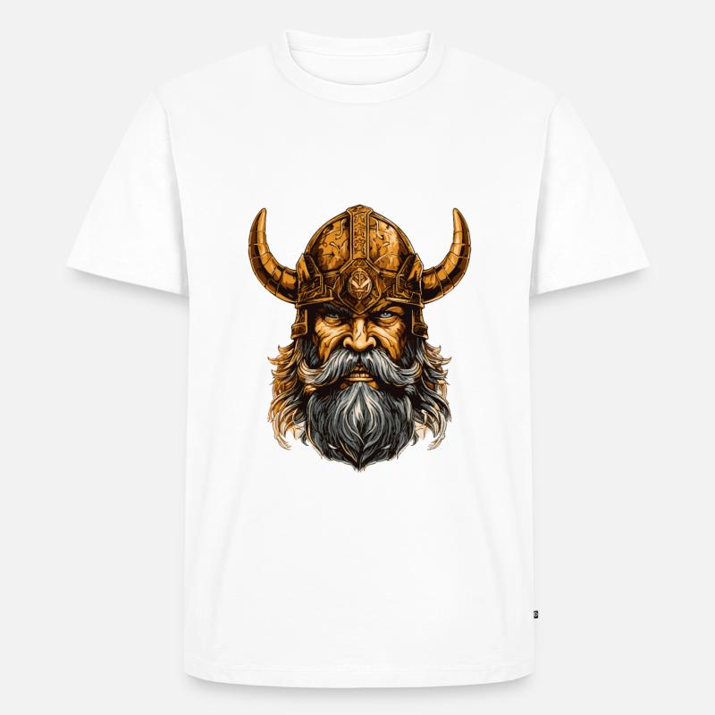 Wikinger Kopf Krieger Odin Valhalla - Männer Premium Bio T-Shirt - Weiß