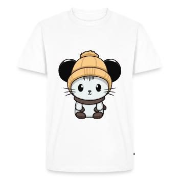 Mouse Winter Animal Cute Comic - Men's Premium Organic T-Shirt - white - Front - Nico (187cm)