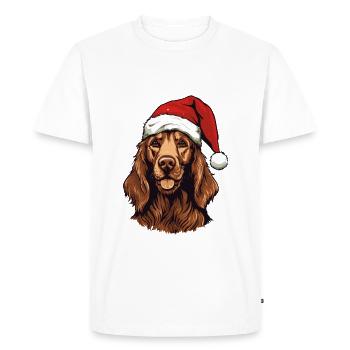 Irish Setter Dog Head Christmas Portrait - Men's Premium Organic T-Shirt - white - Front - Nico (187cm)