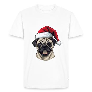 Pug Dog Pug Head Christmas Portrait - Men's Premium Organic T-Shirt - white - Front - Nico (187cm)