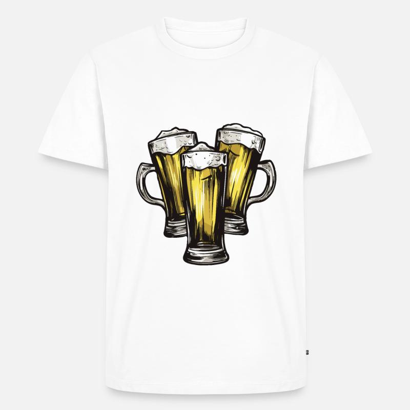 Bier Saufen Drinking - Männer Premium Bio T-Shirt - Weiß