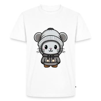 Mouse Winter Animal Baby Comic - Men's Premium Organic T-Shirt - white - Front - Nico (187cm)