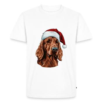 Irish Setter Dog Christmas Portrait Xmas - Men's Premium Organic T-Shirt - white - Front - Nico (187cm)