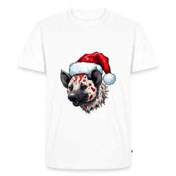 Hyène Noël Animal Portrait Noël - T-shirt Premium bio Homme - blanc - Devant - Nico (187cm)