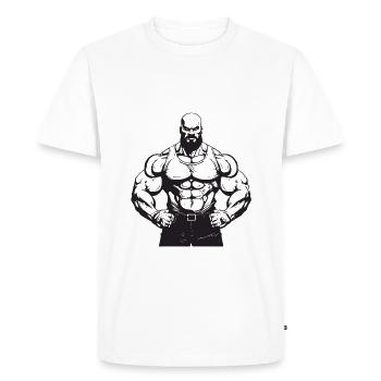 Homme Muscles Gym Musculation - T-shirt Premium bio Homme - blanc - Devant - Nico (187cm)