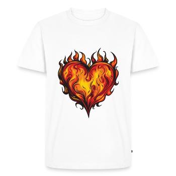 Coeur, Feu, Amour, Flamme - T-shirt Premium bio Homme - blanc - Devant - Nico (187cm)