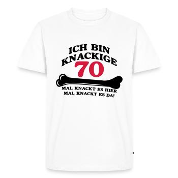 Birthday - I'm 70 Crunchy - Men's Premium Organic T-Shirt - white - Front - Nico (187cm)