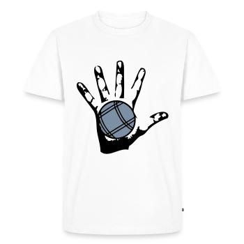 petanque ball hand hand1 - Men's Premium Organic T-Shirt - white - Front - Nico (187cm)