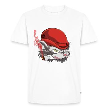 mafia cat shirt by CustomStyle - Men's Premium Organic T-Shirt - white - Front - Nico (187cm)