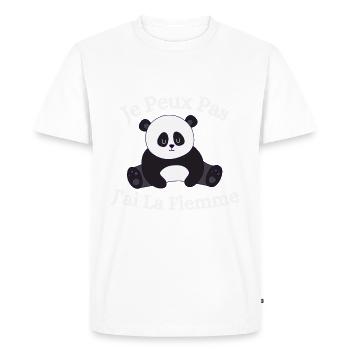 Je peux pas, J'ai la flemme, T-shirt Flemme - T-shirt Premium bio Homme - blanc - Devant - Nico (187cm)