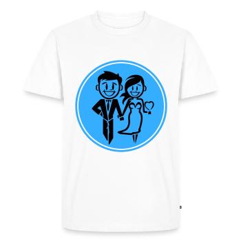 Jeunes mariés, Mariage, Mariée, Marié - T-shirt Premium bio Homme - blanc - Devant - Nico (187cm)