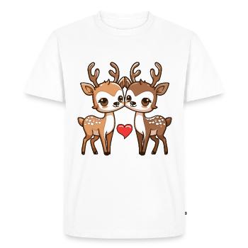 Cerf Bande Dessinée Couple Amour - T-shirt Premium bio Homme - blanc - Devant - Nico (187cm)