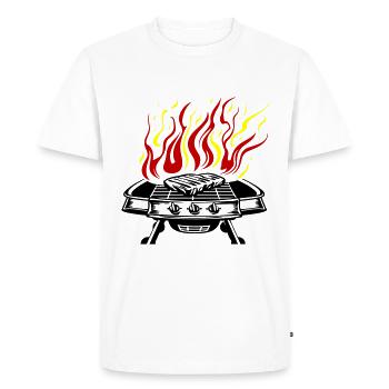 Grill Symbol Logo Fire Grilling - Men's Premium Organic T-Shirt - white - Front - Nico (187cm)