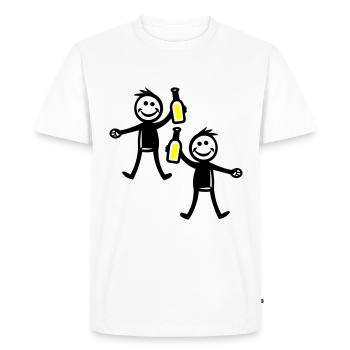 Boire une bouteille de bière - T-shirt Premium bio Homme - blanc - Devant - Nico (187cm)