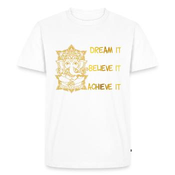 Ganesha Rêvez-le, Croyez-le, Réalisez-le - T-shirt Premium bio Homme - blanc - Devant - Nico (187cm)