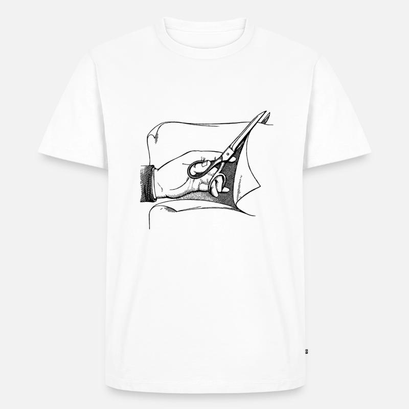 Hand mit Schere - Männer Premium Bio T-Shirt - Weiß