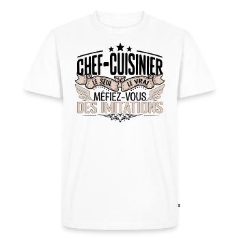 Cuisinier cadeau Cuisinier le vrai Cuisinier - T-shirt Premium bio Homme - blanc - Devant - Nico (187cm)