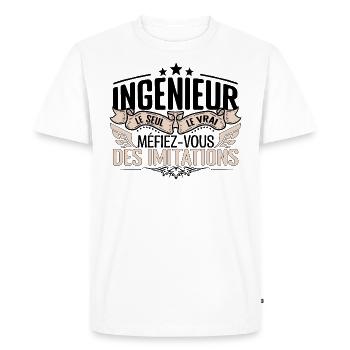 Ingénieur cadeau Ingénieur le vrai Ingénieur - T-shirt Premium bio Homme - blanc - Devant - Nico (187cm)