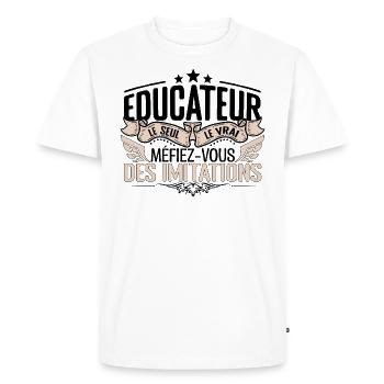 Educateur cadeau Educateur le vrai Educateur - T-shirt Premium bio Homme - blanc - Devant - Nico (187cm)