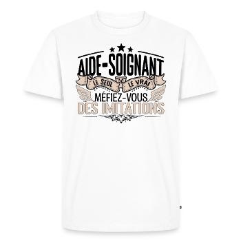 Aide Soignant cadeau Aide Soignant le vrai Aide So - T-shirt Premium bio Homme - blanc - Devant - Nico (187cm)