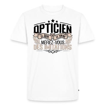 Opticien cadeau Opticien le vrai Opticien - T-shirt Premium bio Homme - blanc - Devant - Nico (187cm)