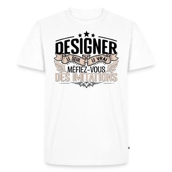 Designer cadeau Designer le vrai Designer - T-shirt Premium bio Homme - blanc - Devant - Nico (187cm)