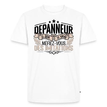 Dépanneur cadeau Dépanneur le vrai Dépanneur - T-shirt Premium bio Homme - blanc - Devant - Nico (187cm)
