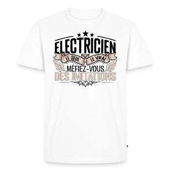Électricien cadeau Électricien le vrai Électricien - T-shirt Premium bio Homme - blanc - Devant - Nico (187cm)