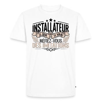 Installateur cadeau Installateur le vrai Installat - T-shirt Premium bio Homme - blanc - Devant - Nico (187cm)