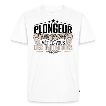 Plongeur cadeau Plongeur le vrai Plongeur - T-shirt Premium bio Homme - blanc - Devant - Nico (187cm)