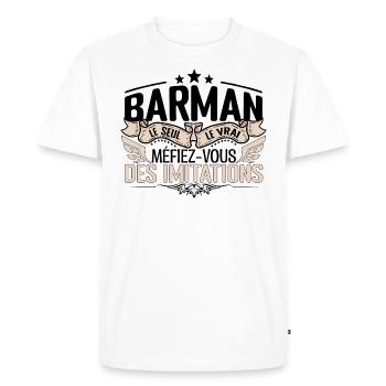 Barman cadeau Barman le vrai Barman - T-shirt Premium bio Homme - blanc - Devant - Nico (187cm)