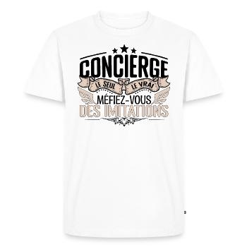 Concierge cadeau Concierge le vrai Concierge - T-shirt Premium bio Homme - blanc - Devant - Nico (187cm)