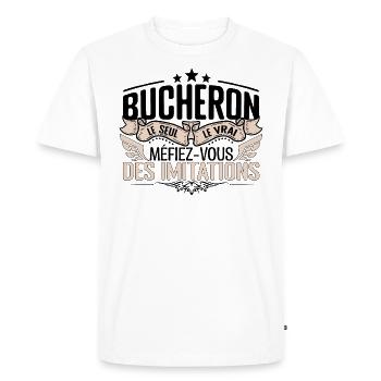 Bucheron cadeau Bucheron le vrai Bucheron - T-shirt Premium bio Homme - blanc - Devant - Nico (187cm)