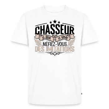 Chasseur cadeau Chasseur le vrai Chasseur - T-shirt Premium bio Homme - blanc - Devant - Nico (187cm)