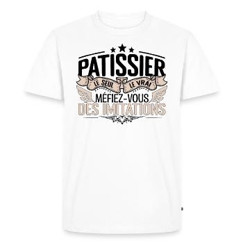 Pâtissier cadeau Pâtissier le vrai Pâtissier - T-shirt Premium bio Homme - blanc - Devant - Nico (187cm)