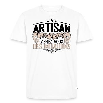 Artisan cadeau Artisan le vrai Artisan - T-shirt Premium bio Homme - blanc - Devant - Nico (187cm)